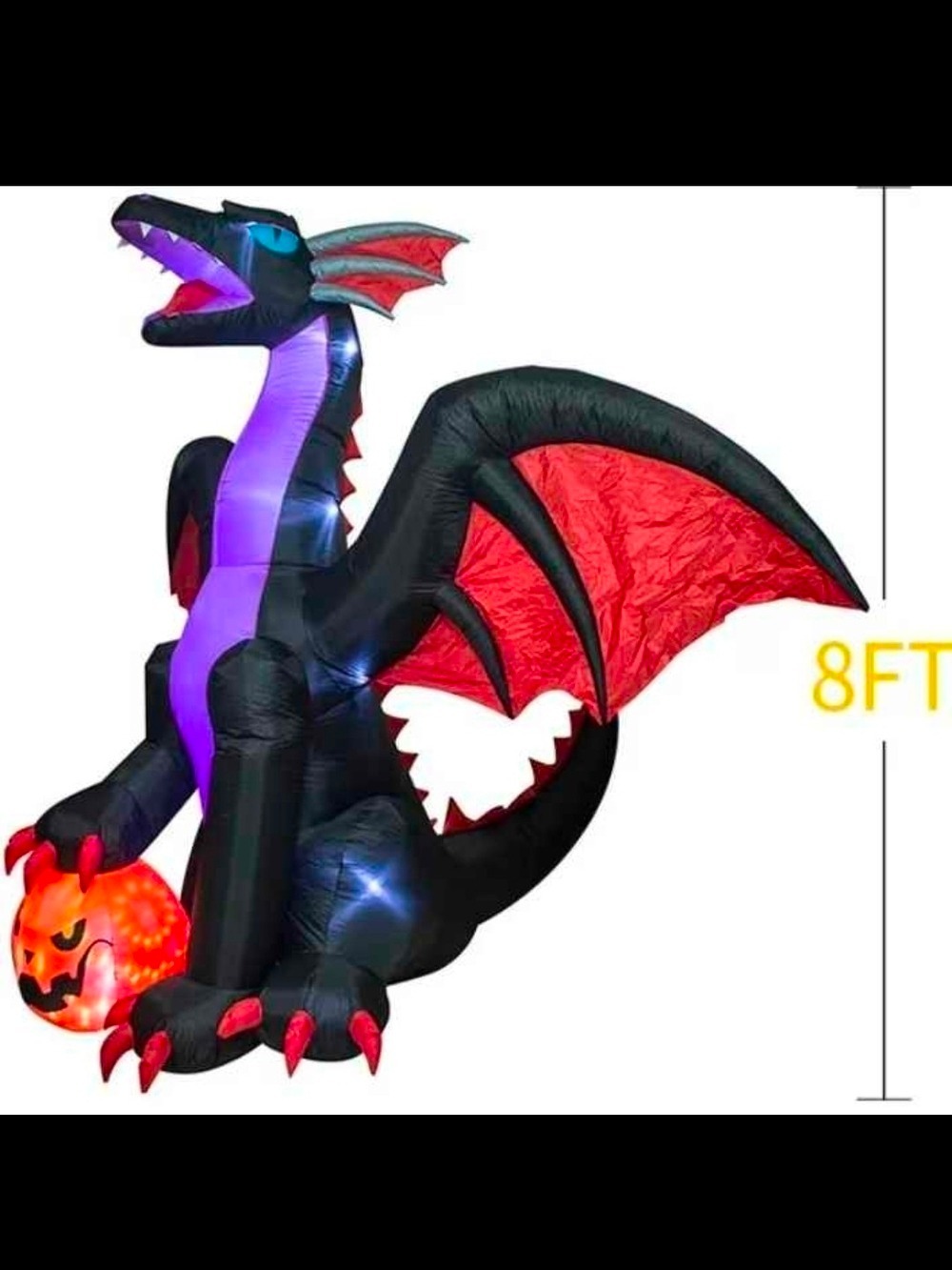 8 FT Giant Light-Up Dragon Halloween Inflatable Decor